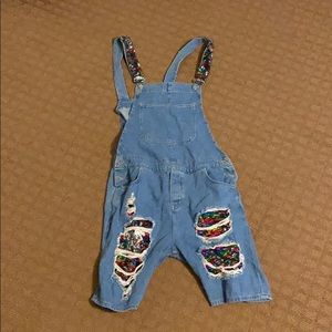 Rainbow Sequin Overalls